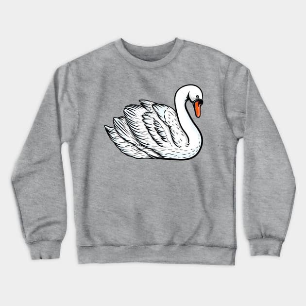 White Swan Crewneck Sweatshirt by Sticker Steve